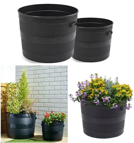 Black plastic planter plant - planter,