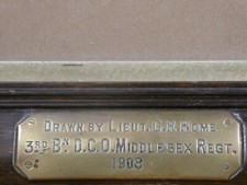 Framed Antique Military Caricature Sketch ( ON A HOT TRAIL )  by G.R HOME 1908