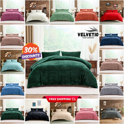 Teddy fleece duvet cover set - fleece,