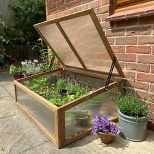 Wooden Framed Polycarbonate Cold Frame Mini Greenhouse (100cm x 65cm x 40cm)