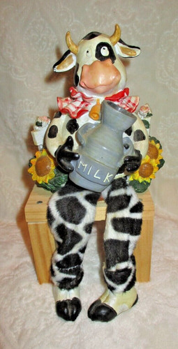 Black white cow figurine - &,