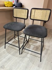 2x breakfast bar stools black with rattan backs.