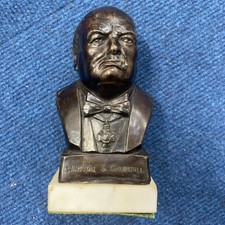 Sir Winston Churchill Bronze Bust Marble Base R.A Pickering 14cm (W)