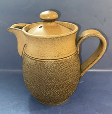 Vintage Denby Cotswold Coffee Tea Water Jug With Lid Brown Textured Stoneware.