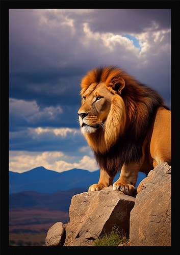 Vibrant lion framed - vibrant, art