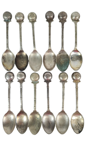 Epns crown green bowls - green, spoon