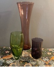 Collection of 3 Vintage Glass Ornament Vases Homeware Decorative Interiors Home