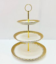 3-Tier Cake Stand Gold Rimmed