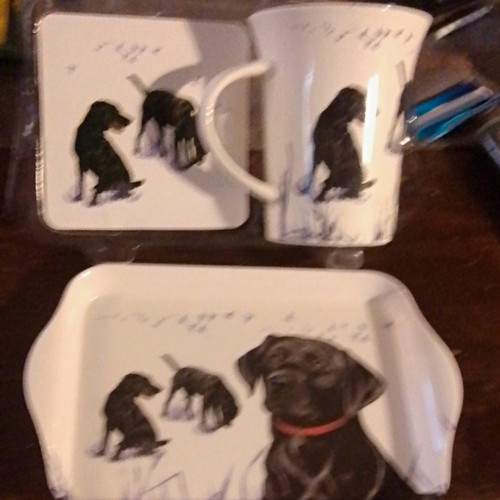 White black ceramic dog - white/black,