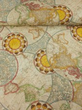 Celestial Sun World Map 100% Cotton 106" - Robert Kaufman *EXTRA WIDE* Fabric