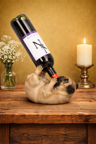 Pug wine bottle holder resin - pug,