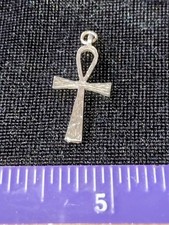 925 STERLING SILVER SMALL ANKH CROSS  CRUX WITH A FREE CHAIN AND GIFT BOX N