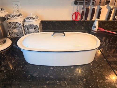 Vintage white black enameled - vintage,