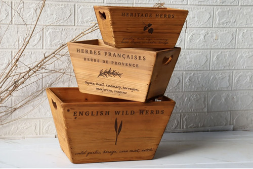 Wooden herb crates set 3 - wooden, of