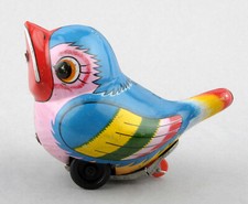 Noguchi (Japan) Tinplate Friction Drive Baby Bird/Chick (Blue)