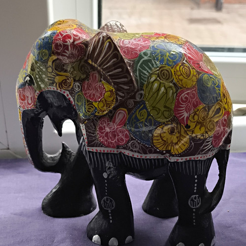 Hand painted wooden - hand-painted, elephant