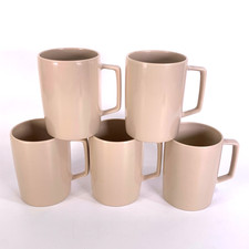 Vintage Melaware Beige Mugs x 5 1970s 80s VW Camper Camping Picnic Party Outdoor