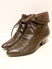 Gorgeous Vintage 80s Brown Leather Suede Lace Up Ankle Boots Victoriana Witchy 4