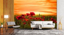 3D Red Poppy Garden B8530 Wallpaper Wall Mural Self-adhesive Marco Carmassi Amy