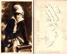 RPPC Edwardian Woman Feathered