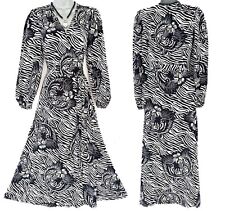 Karen millen mono lion/zebra print wrap style  long stunning  dress size 8