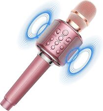 Bluetooth Karaoke Microphones for Kids & Adults, Wireless Rechargeable Mic RoseG