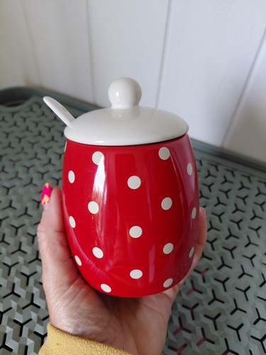 Sainsburys ceramic red polka - red,