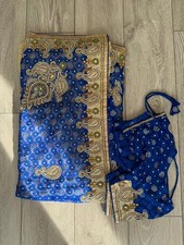 Indian Heavy-Work Saree Blue