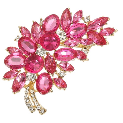 Rhinestone flower leaf brooch - rhinestone,