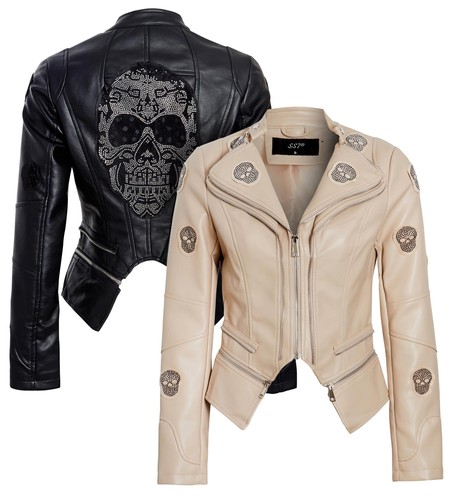 Womens faux leather skull - leather,