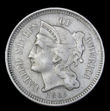 1865 3CN Three Cent Nickel-