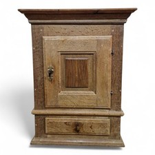 Antique rustic wall cabinet /  oak cupboard with drawer