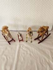 Set of 4 Wooden Horses. Vintage hand made and painted.3 Rockers/ 1 standing.