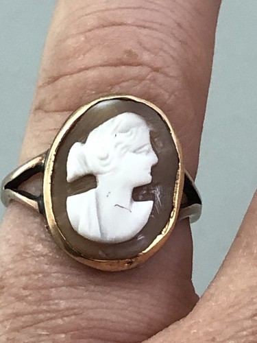 Antique 9ct yellow gold cameo - antique,