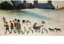 c18193 L S Lowry  Detail from The Pond art painting postcard