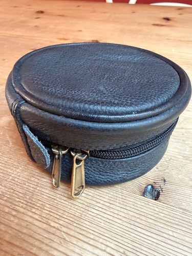 Leather fly reel case - leather,