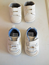NEW TWO PAIRS OF SOFT PU LEATHER BABY SHOES-NEXT 3-6 MONTHS-PRIMARK 6-9 MONTHS