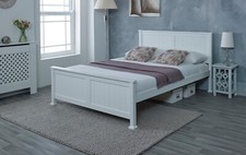 Madrid Solid White Wooden Bed