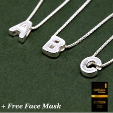 Personalised Initial Necklace, Custom Letter's with Box Chain 18"-Face Mask