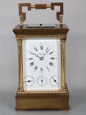 SUPERB CALENDAR CARRIAGE CLOCK strike repeater alarm L'EPEE for ANGELUS working