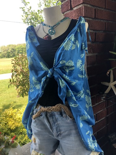 Upcycled womens tie top - womens,