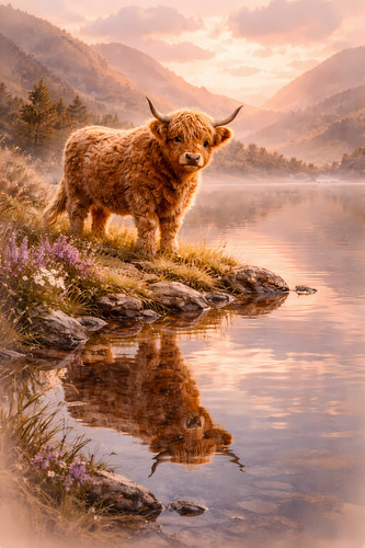 Highland cow water wildlife - highland,