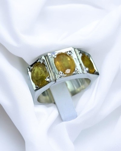 Natural 3ct yellow threestone - natural,