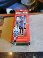 Vintage Churchill's Heritage of England Red phone Booth Kiosk Tin Coin Bank Fj