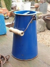 Vintage Blue Enamel milk churn watertight Cut Flower Vase Florist