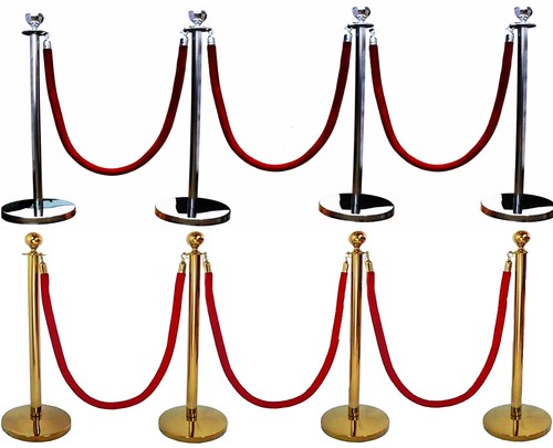 Silver gold queue barrier - silver,