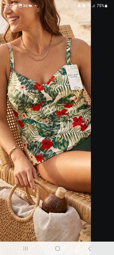 Green tropical print tankini - tropical,