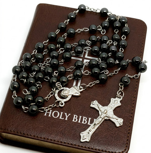 Black hematite rosary prayer - black,