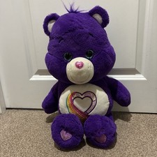 Large Purple Care Bear Plush Rainbow Heart Glitter 35th Anniversary Limited 2017
