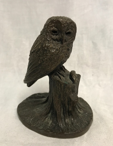 Bronze owl statue - bronze,